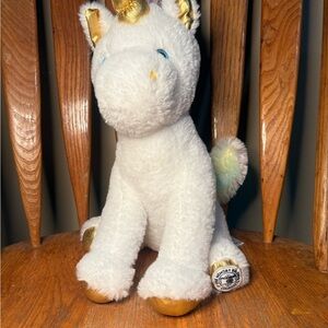 White and Gold Stuffed Unicorn Toy